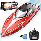 DEERC H120 RC Boat 20+ MPH, Fast Remote Control Boats for Pools and Lakes, 2.4 GHz Racing Boats for Kids & Adults with Rechargeable Battery,Low Battery Alarm,Capsize Recovery,Gifts for Boys Girls