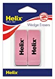 Helix Pink Wedge Latex Free Erasers, Pack of 2 (37043)