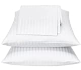 400TC Luxury Standard Size Pillow Protector Zipper 2Pack 100% Cotton Sateen Stripe White Pillow Covers 20 x 26 Bed Bug Hypoallergenic Breathable Noiseless Oeko-TEX Certified