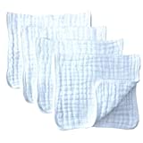 Muslin Burp Cloths 4 Pack Large 20" by 10" 100% Cotton 6 Layers Extra Absorbent and Soft by Synrroe