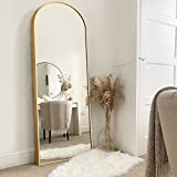 NeuType Arched Full Length Mirror Standing Hanging or Leaning Against Wall, Oversized Large Bedroom Mirror Floor Mirror Dressing Mirror, Aluminum Alloy Thin Frame, Gold, 65"x22"