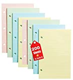 1InTheOffice 5.5 x 8.5 Paper, Pastel, College Ruled Mini Binder Paper, Loose Leaf Paper, Assorted Color, 200 Pack