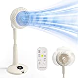 Versatile Air Circulator Floor Standing Fan with Remote, 2022 Mizukata Hikari Nature Breath Portable Pedestal Fan, 8.5 pounds, Brushless DC motor, Ultra Quiet, Super Powerful, 12 Speeds with LED Display, Night Light, Aroma Box. Omni-directional Oscillation,3 Wind Modes, for Indoor, Outdoor, Home, Office, Bedroom, Living Room use, Off-white,No assembly required.