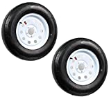 Two Radial Trailer Tires On Rims ST205/75R15 205/75-15 5 Lug White Modular Wheel