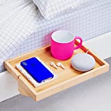 BedShelfie Wooden Bedside Shelf for Bed & Bunk Bed Shelf Tray Table Caddy Top Bunk Organizer As Seen On Business Insider College Dorm Room Essentials Clip-On Nightstand (Original Size, Natural Bamboo)