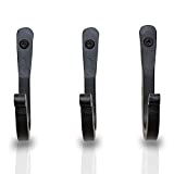 Blacksmith Handmade Wall Mounted Simple Square Profile Wrought Iron Hooks for Kitchen and Bathroom, Hooks for Robes, Towels , Coats, Bags and Cloths - Set of 3 (Black) MD14008-B