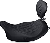 Mustang Motorcycle Seats 79725 Wide Tripper Solo Seat with Driver Backrest for Harley-Davidson Electra Glide Standard, Road Glide, Road King & Street Glide 2008-'21, Diamond, Black