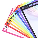 Pack of 10, Multicolored Dry Erase Pockets, 10 x 14, School Supplies for Teachers, Reusable Dry Erase Pockets, Dry Erase Sheets, Teaching Supplies (10x14 inches, 10 Pack)