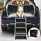 Dog Car Ramp for Large Dogs, LOOBANI Lightweight Dog Stairs Support up to 200lbs, Folding Agility Dog Ramp with Increased Nonslip Surface, Pet Ramp Help Your Senior Dog Easy Get In & Out of SUV, Truck