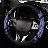 BOKIN Steering Wheel Cover Microfiber Leather and Viscose, Breathable, Anti-Slip, Odorless, Warm in Winter and Cool in Summer, Universal 14.5-15 Inches (Blue)