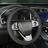 KIWEN Steering Wheel Cover Universal 15 inch, Microfiber Breathable Ice Silk, Warm in Winter and Cool in Summer, Black