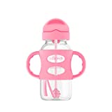 Dr. Brown's Wide-Neck Sippy Straw Bottle with Handles, Pink, 9oz/270ml, 1-Pack