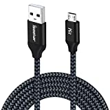 Micro USB Cable PS4 15FT,iSeeker Black Extra Long Durable Braided Type A Male to Micro-B Male Charging Data Cord Compatible Samsung Galaxy S6 S7 Edge, PS4 Controller, BLU, Moto, Nexus, Smartphone