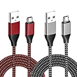 15FT PS4 Controller Charger Charging Cable 2PCS Nylon Braided Micro USB 2.0 High Speed Data Sync Cord for Xbox One S/X, Playstation 4, PS4 Slim/Pro Controller Charger and Play Cord