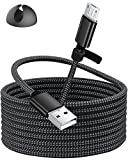 Micro USB Cable 15ft, Extra Long PS4 Controller Charger Cable, Micro USB Charger Cable Nylon Braided Compatible with PS4, Samsung S7/ S6/ S5, Kindle Fire, Fire HD Tablet, Sony, HTC, Black