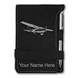LaserGram Mini Notepad, High Wing Airplane, Personalized Engraving Included (Black with Silver)