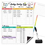 Newborn Baby or Toddler Log Tracker Whiteboard - Reusable Daily Planner Chart to Log Feeding Food, Sleep&Naps, Diaper Change and Daily Activities - For New Parents,Nanny, Babysitter.