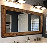 Herringbone Reclaimed Wood Framed Mirror, Available in 4 Sizes and 20 Stain colors: Shown in Provincial - Rustic Wall Mirror - Large Framed Mirror - 24x30-36x30-42x30-60x30