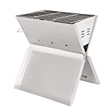 Portable Charcoal Grill Small Folding BBQ Grill Stainless Steel Camping Grill,Silver