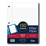 iScholar Wide Ruled Filler Paper, White, 10.5 x 8-Inches, 150 Sheets per Pack (81150)