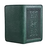 Oberon Design Celtic Braid Embossed Genuine Leather Checkbook Cover, 3.5x6.5 Inches, Green, Made in the USA
