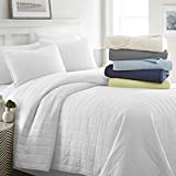 Linen Market Quilted Coverlet Set Square Patterned, Queen/Full, White