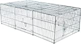 TRIXIE Natura Enclosed Outdoor Run- 34 cu. ft., Galvanized Metal Cage, Portable Pen for Rabbits or Guinea Pigs