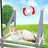 Mikicharm Cat Hammock Window Seat, Cat Window Perch - Large Cat Hammocks Bed for Indoor Cats Resting Seat Safety, Heavy Duty Suction Cups Breathable Washable Mesh Durable Frame.