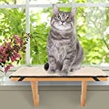 Hooxincci Cat Window Perch, Wall Mount Cat Window Hammock for Indoor Cats, Durable Sturdy Natural Bamboo Cat Window Seat, Fit Window Sills with Gaps