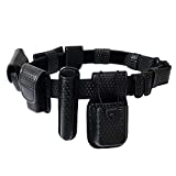 YunShao 8-in-1 Duty Utility Belt Rig, Police Duty Belt kit with Pouches - Handcuff Case, Radio Pouch, Glove Pouch, Light Holder, Baton Holder, MK3 Holder, Belt Keeper, Basketweave (Large)