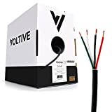 Voltive 14/4 Speaker Wire - 14 AWG/Gauge 4 Conductor - UL Listed in Wall (CL2/CL3) and Outdoor/In Ground (Direct Burial) Rated - Oxygen-Free Copper (OFC) - 500 Foot Bulk Cable Pull Box - Black