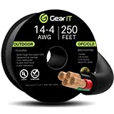 GearIT 14/4 Speaker Wire (250 Feet) 14AWG Gauge, Black 4-Conductors/Outdoor Direct Burial in Ground/in Wall / CL3 CL2 Rated - OFC Oxygen-Free Copper, Black 250ft