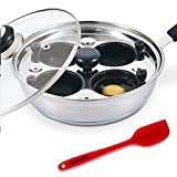 Egg Poacher - Eggssentials Poached Egg Maker, Stainless Steel Egg Poaching Pan, Poached Eggs Cooker Food Grade Safe PFOA Free with Spatula