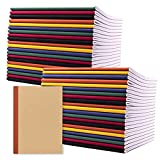 PAPERAGE 48-Pack Composition Notebook Journals, Kraft Cover with Jewel Tone Spines, 120 Pages, Lined Paper, Small Size (8 in x 5.75 in)  for School, Office, or at-Home Use