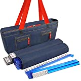 Linda Li New! - American Mah Jongg Set 166 Premium White Tiles, 4 All-in-One Rack/Pushers, Denim Blue Soft Bag - Stylish Full Size Complete Mahjong Set