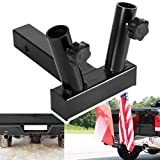 Yoursme 2021 Upgraded Hitch Mount Double Flagpole Holder Universal for Standard 2 inches Hitch Receivers, Durable and Rust Resistance