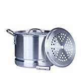 ARC 12 Quart Aluminum Tamale Steamer Pot, Crab Pot Stock Pot with Steamer tube for Seafood Crawfish Crab Vegetable with Rivet Handle, Silver