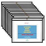 1InTheOffice Dry Erase Pocket Sleeves, Black Shop Ticket Holders 11x8.5, (12 Pack)