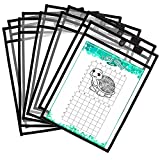 Magnetic Dry Erase Pockets by Two Point (10-Pack) - 10 x 14 in - Black Clear Plastic Sleeves for Paper, Shop Ticket Holders, Job Ticket Holders, Clear Paper Sleeves, Dry Erase Sleeves