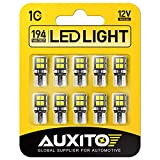 AUXITO 194 LED Bulb 6000K White 168 2825 W5W T10 Wedge 14-SMD LED Interior Car Light Bulbs Replacement for Dome Map Door Courtesy Trunk Parking License Plate Lights, 10 PCS