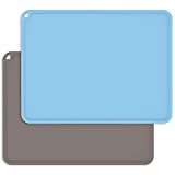 Toddler Placemat, Silicone Placemats for Kids Baby Toddlers Dining Table Mats, Reusable Childrens Food Mat for Baby Eating, 2Pack, Baby Blue/Gray