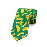 Ambesonne Fruits Men's Tie, Digitally Generated Bananas Print Peel Fresh Healthy Plantation, 3.7", Yellow Dark Yellow