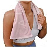 Luxury Gym Towel for Sweat - 100% Organic Cotton - Soft and Absorbent Workout Towel for Gym (15.75 X 31.5 inch)- Silver Infused Sports Towel - Yoga and Gym Towel for Women (Pink)