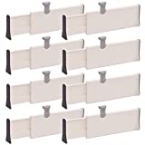 Set of 8 Adjustable Drawer Dividers Organizer Separators PlasticDresser Organizer for Bedroom, Bathroom, Closet, Baby Drawer, OfficeDesk, Kitchen Storage