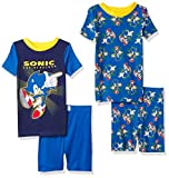 Sonic The Hedgehog Boys' 4 Piece Cotton Pajama, S/S Blue, 8