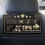 Rideshare Tips & Five Stars Rating Sign Reminder Luxury Style Design - Uber Lyft Taxi Tips Appreciated Sign Plastic Both Sides Printed