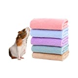 5 Pieces of Guinea Pigs Soft Blankets, Hamster Fleece Cage Liners, Small Animals Bedding Mats Bathe Towels (Small)