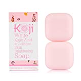 Koji White Kojic Acid & Collagen Skin Brightening Soap ( 2.82 oz / 2 Bars )  Natural Glowing Skin for Even Complexion  Moisturizes, Reduces the Appearance of Acne Scars & Wrinkles, Dark Or Red Spots  Dermatologist Tested