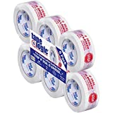 Aviditi Tape Logic 2 Inch x 110 Yard 2.2 Mil Red/White, Heavy Duty Packing Tape,"Stop If Seal is Broken" 6 Pack, Perfect for Packing, Shipping, Moving, Home and Office