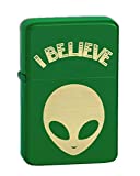 Hat Shark I Believe Alien Extraterrestrial Space Exploration Galaxy Design Laser Engraved Vector KGM Thunderbird Vintage Lighter - Matte Green